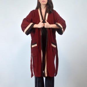 Vintage 70s Robe, Maroon Men&#39;s Belted Robe