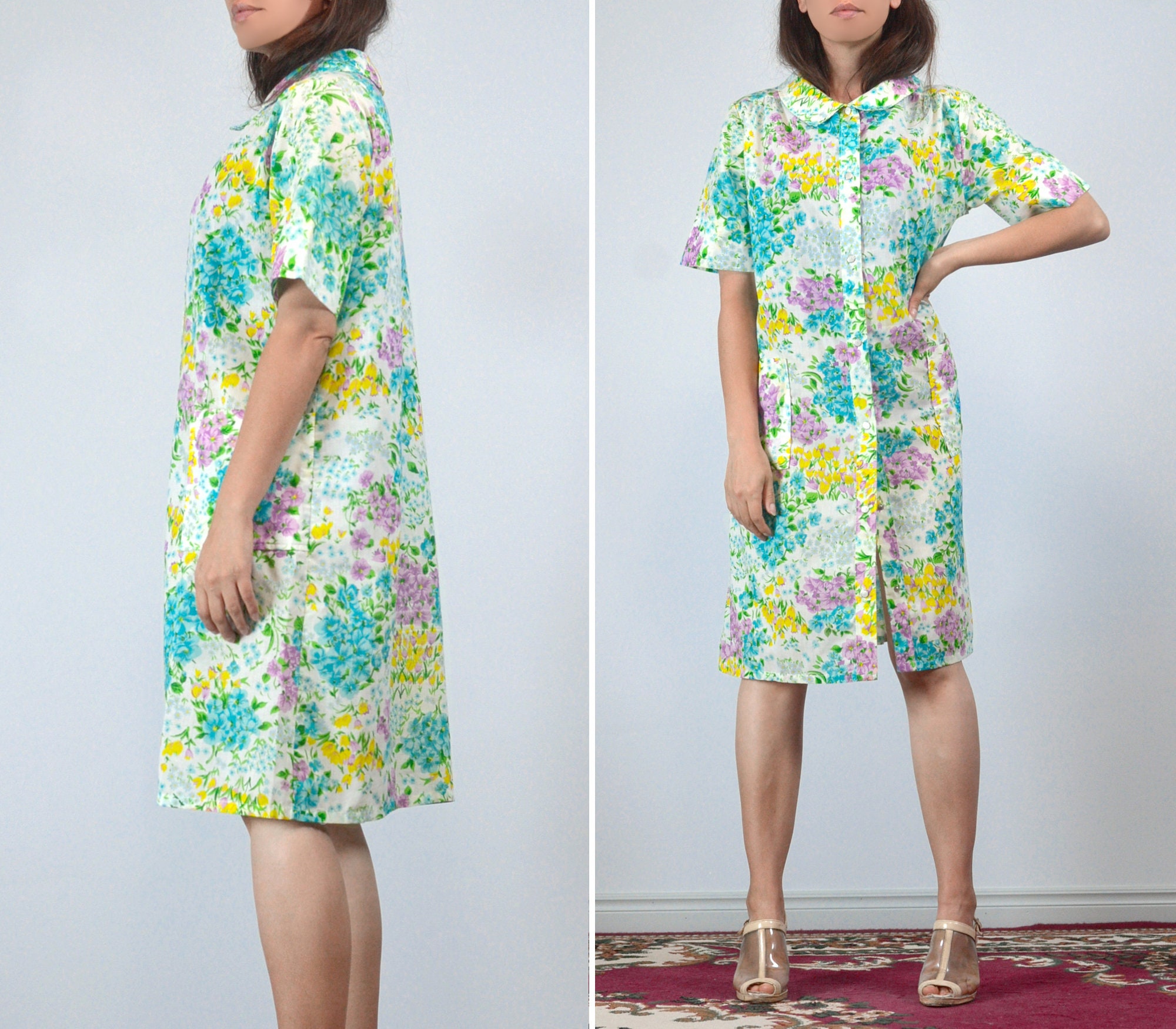 70s Bright Floral Robe, M to L | Vintage Summer Housecoat - Etsy 70s Bright Floral Robe, M to L | Vintage Summer Housecoat - Etsy