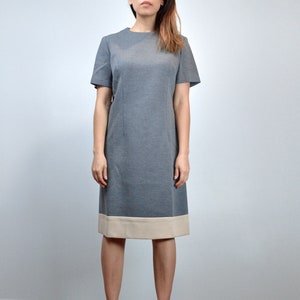 60s Mod Dress - Medium | 1960s Colorblock Dress, Vintage Gray Wool Dress M
