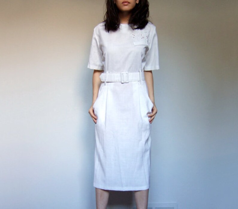 white dress with pockets