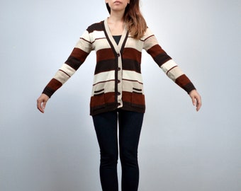 1970s Striped Cardigan - S/M