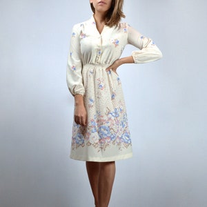 Sheer Floral Sundress, XXS to XS | Vintage 70s Ivory Summer Dress