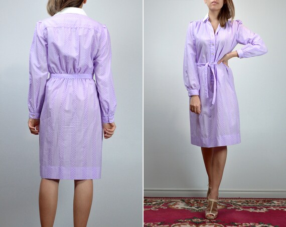 70s Shirt Dress, Vintage Pastel Purple Shirtdress… - image 5