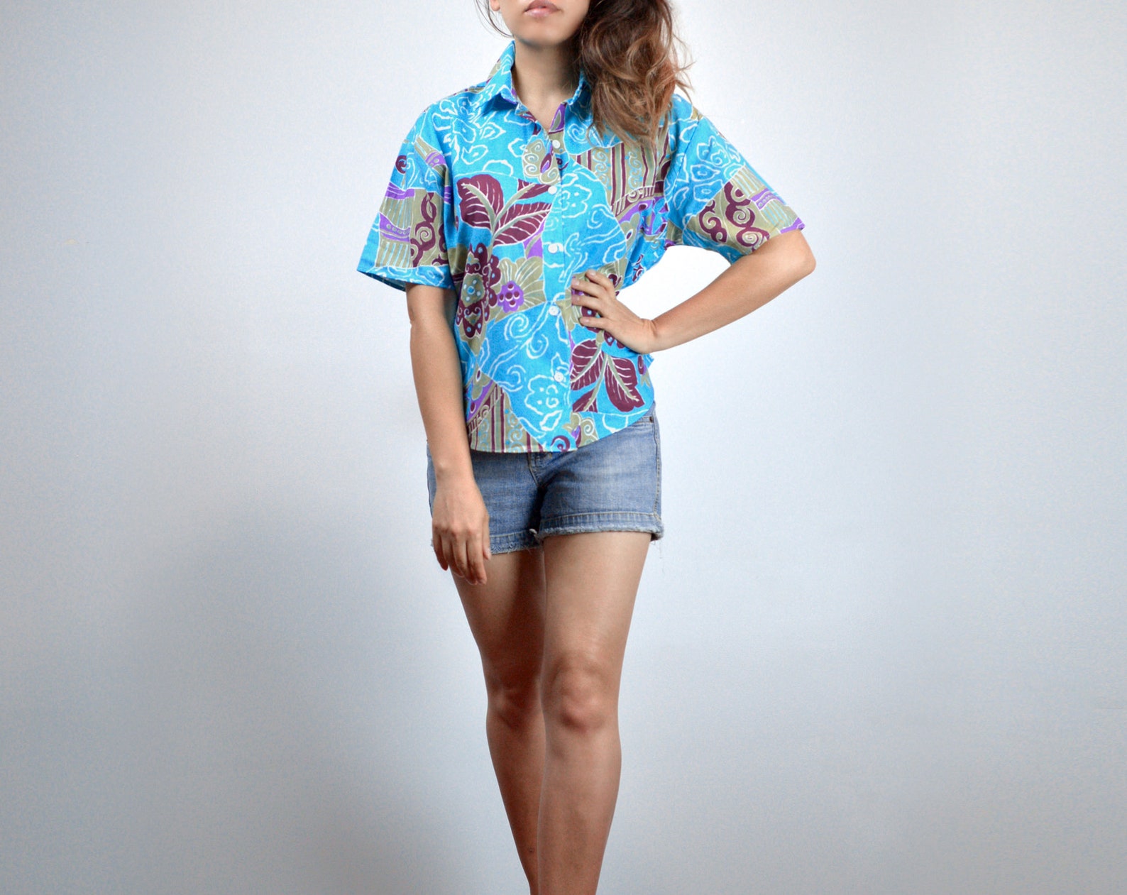 Womens Hawaiian Shirt Vintage 80s Oversized Tropical Print | Etsy