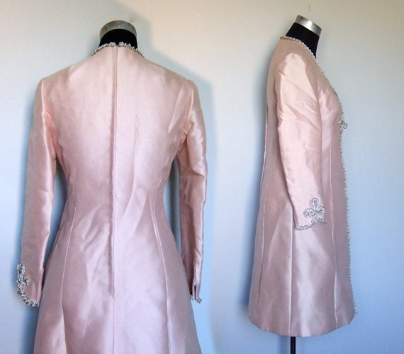 Vintage Pink Dress, Late 50s Early 60s Metallic R… - image 4