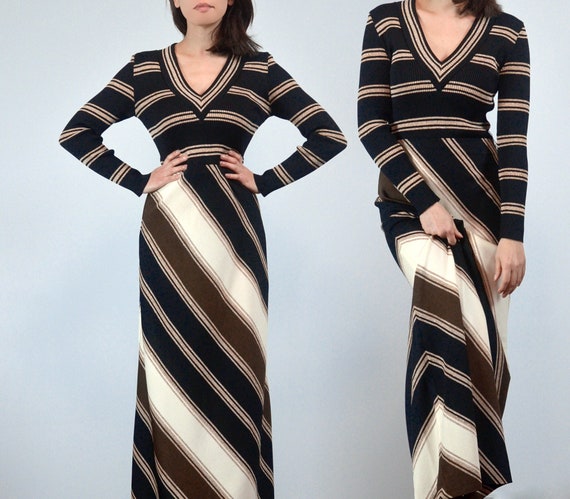 long sleeve maxi chevron dress Missoni chevron-pattern Maxi Dress | Brown