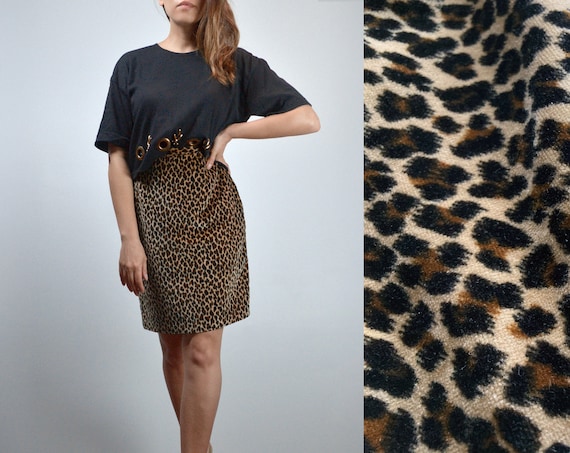 Desarmamiento Tesoro Impulso Falda con estampado de leopardo falda lápiz de los años 80 - Etsy México