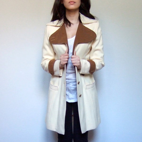 Riding Jacket Coat Cream Tan Fall Fashion Vintage Equestrian Jacket Spring 70s - Small S