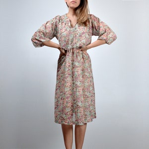 Sheer 70s Boho Dress Extra Small Vintage Womens Floral Sundress, XS S image 3