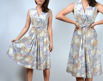70s Pastel Sundress, Extra Small | Vintage 1970s Floral Sleeveless Summer Dress, XS