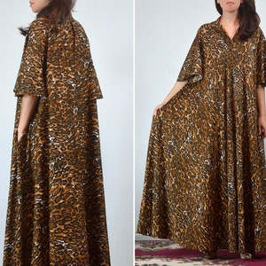 Vintage 70s Leopard Dress, Animal Print Trapeze Tent Dress with Pockets image 6