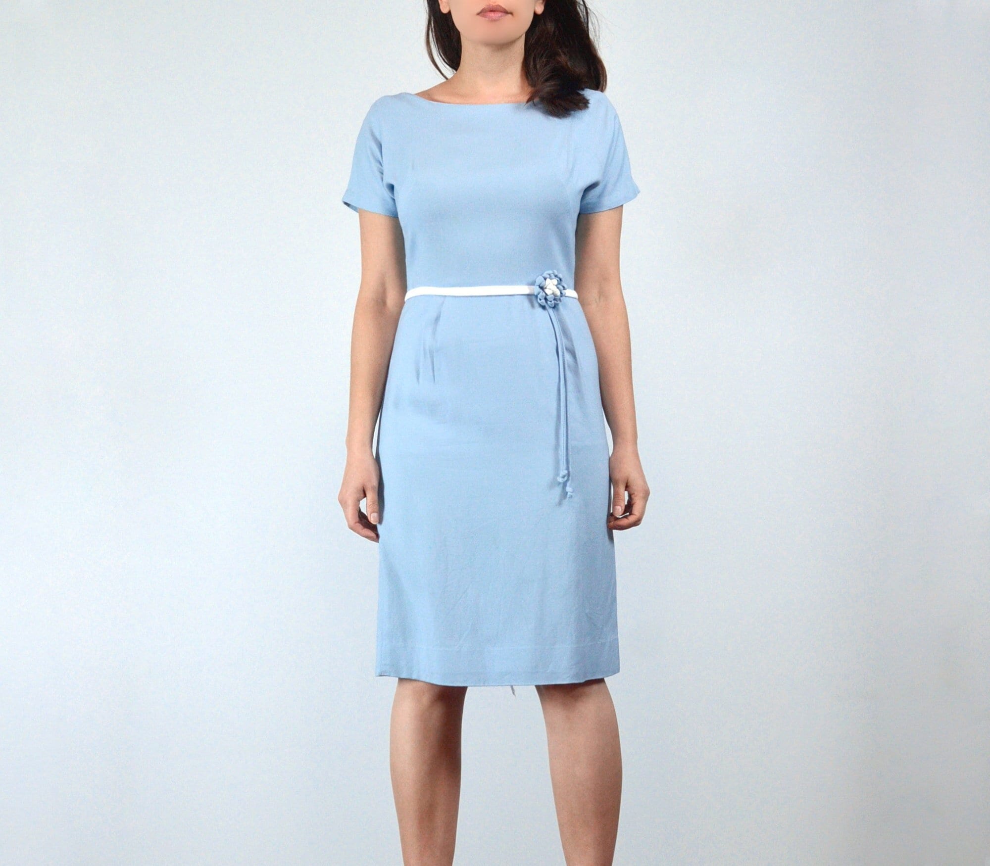 Light Blue Pencil Dress - Etsy Light Blue Pencil Dress - Etsy