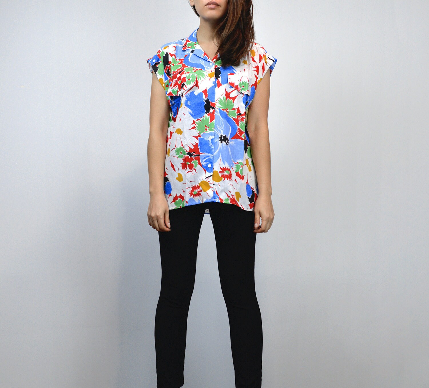 80s Floral Patterned Shirt Bold Summer 