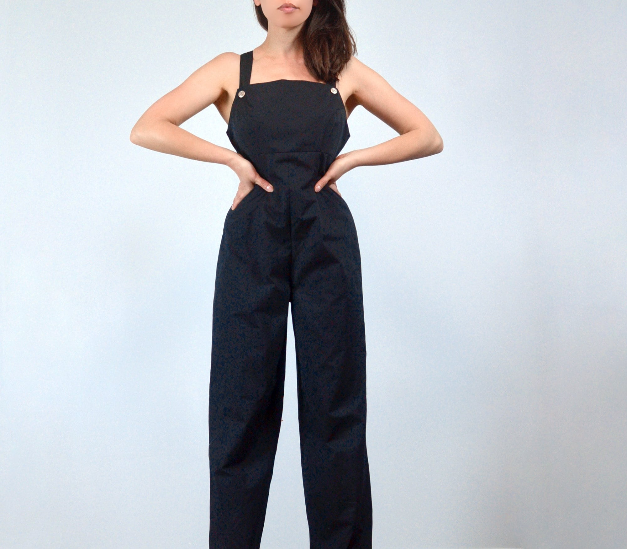 90s Black Overalls Jumpsuit, XS to S - Etsy