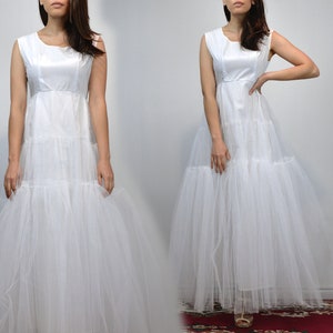 Vintage Petticoat, Simple Wedding Dress, White Crinoline Skirt Slip Dress Small to Medium S M image 2