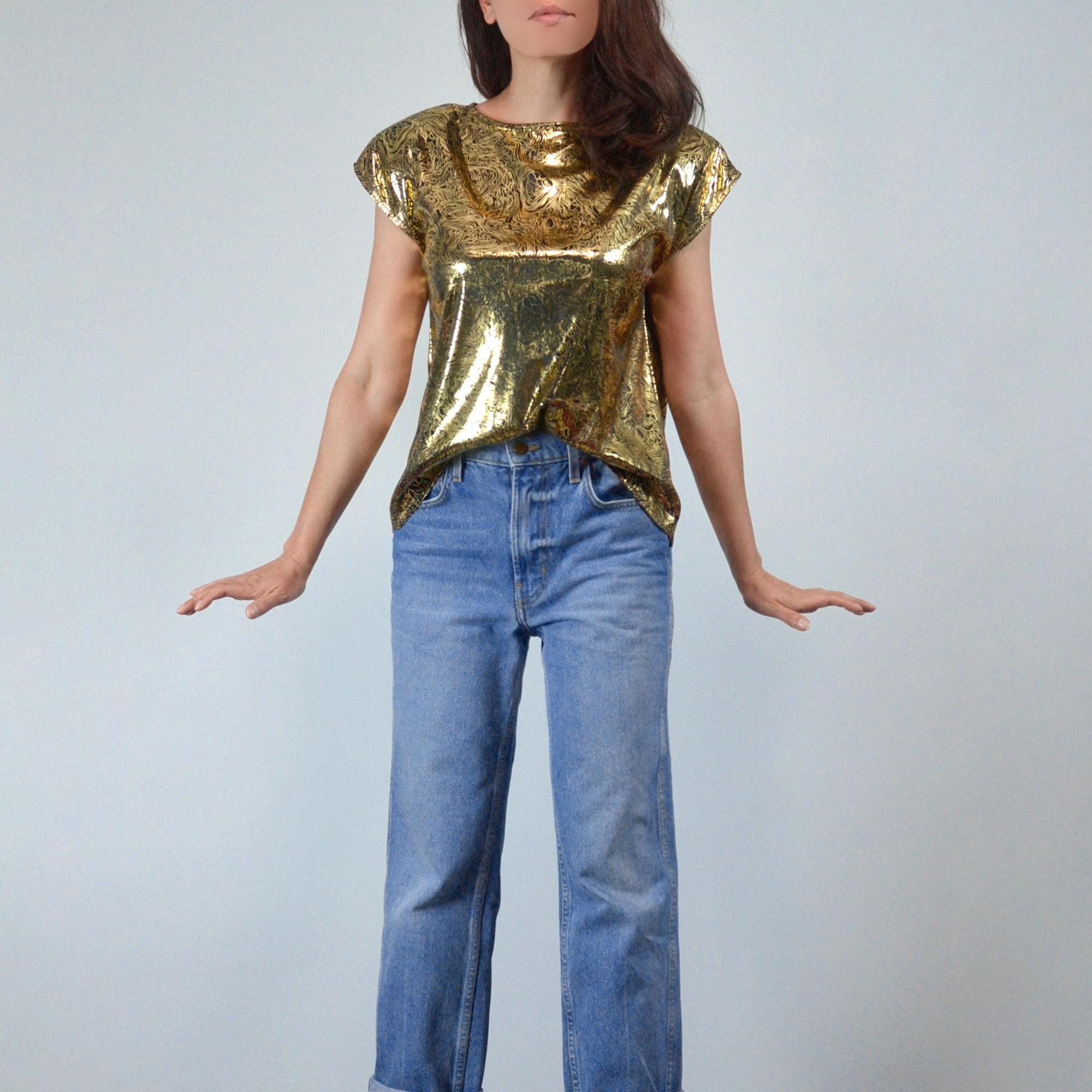 Black and Gold Tops - Etsy Canada