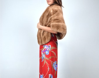 Vintage 1960s Honey Mink Fur Stole - One Size fits Most