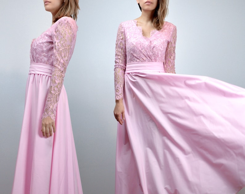 long sleeve pastel dress
