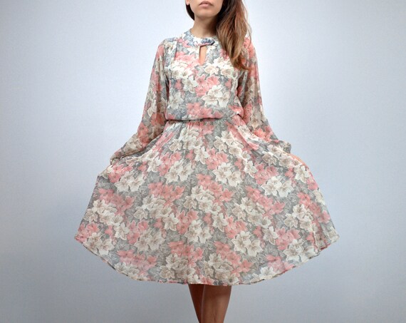Vintage Jonathan Logan Sheer Floral Dress, Medium - image 5