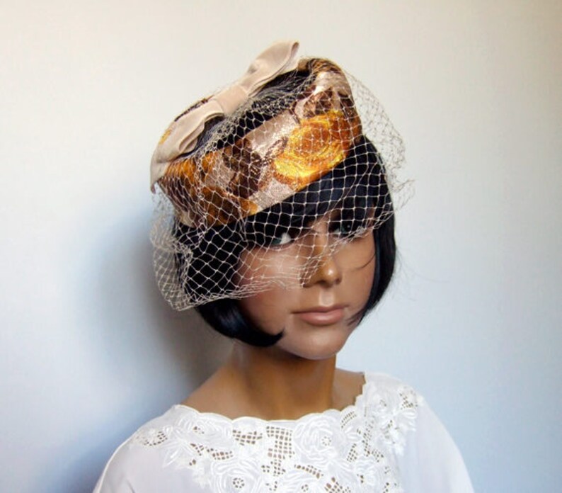 1960s Birdcage Hat Vintage 60s Metallic Hat Etsy