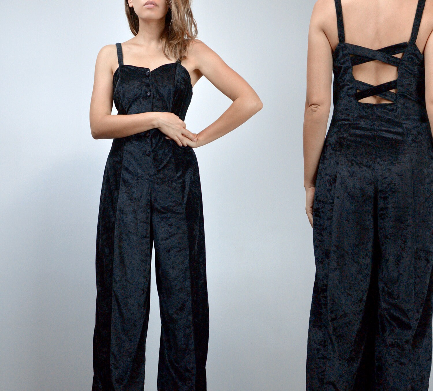 Vintage Black Jumpsuit Womens One Piece 