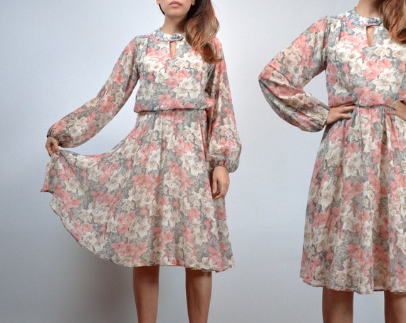 Vintage Jonathan Logan Sheer Floral Dress, Medium - image 1