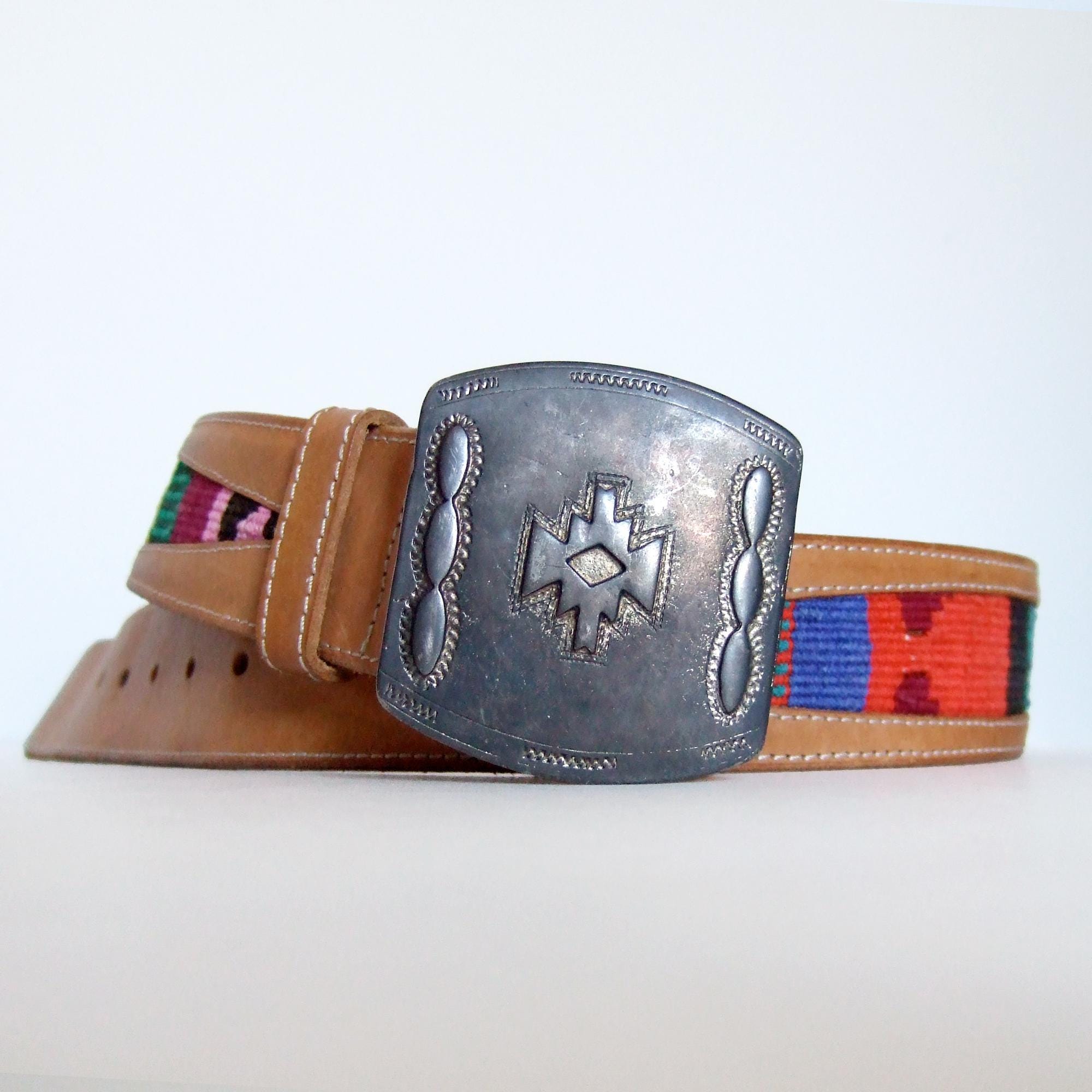 Southwest  Belt M/L Bohemian Leather Southwestern Embroidery Top Grain Leather Belt - Western Express main image 4