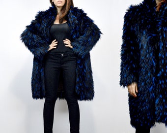 Faux Fur Coat - Medium to Large | 80s Avant Garde Three Quarter Fuzzy Fake Fur Jacket, M L