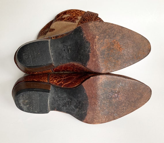 Vintage Cowboy Boots, Beige Suede Leather Snakesk… - image 9