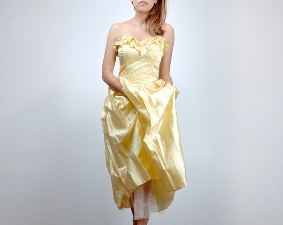 Gunne Sax Prom Dress Vintage Yellow Jessica Mcclintock Extra