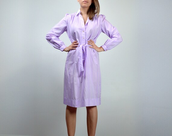 70s Shirt Dress, Vintage Pastel Purple Shirtdress… - image 4