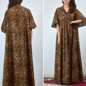 Vintage 70s Leopard Dress, Animal Print Trapeze Tent Dress with Pockets image 4