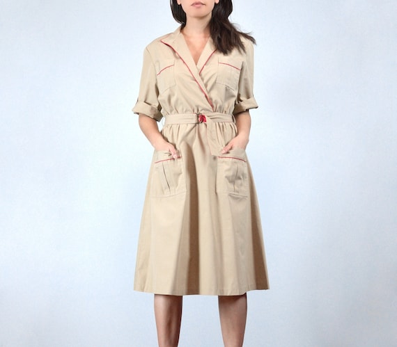 beige uniform dress English Factory Beige Denim Studded Katherine Mini Dress Beige / M main image 1