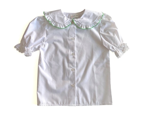 Puff Sleeve Blouse, Kids Collared Button Up Shirt… - image 1