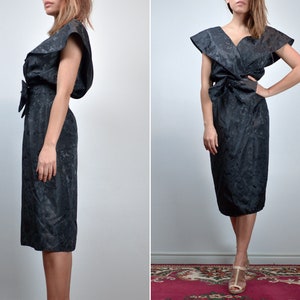 80s Prom Dress, Vintage 1980s Black Party Dress Womens - Extra Small XS image 2