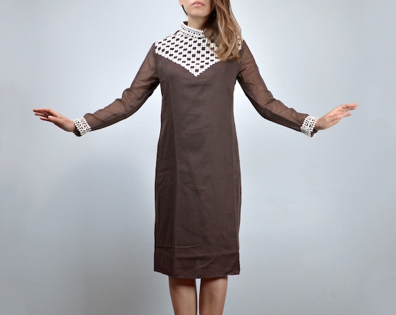 1970s Embroidered Dress - S/M - image 1