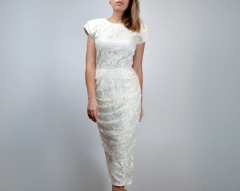 Vintage 1980s Ivory Lace Dress, Bridal XS