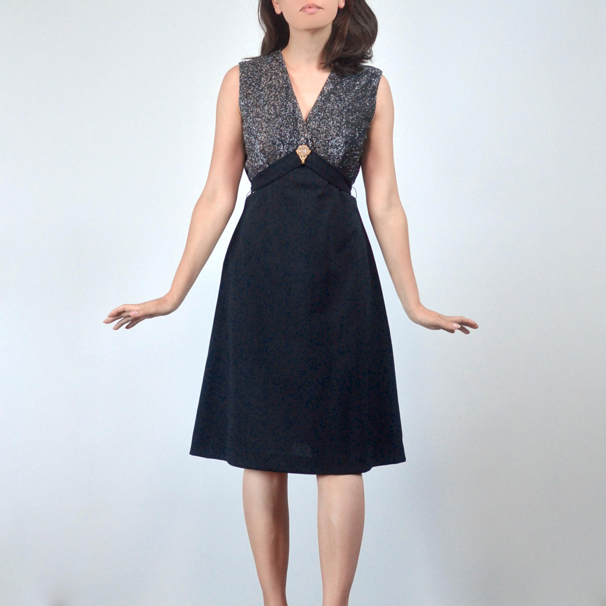 70年代シルバー＆ブラックメタリックドレス、XS～S - Etsy 日本