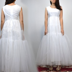 Vintage Petticoat, Simple Wedding Dress, White Crinoline Skirt Slip Dress Small to Medium S M image 4