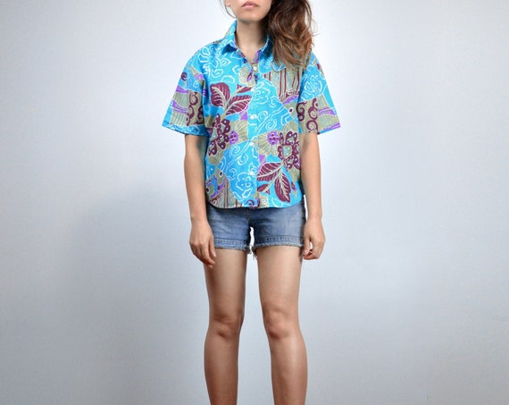 Camisa hawaiana para mujer top vintage de estampado - Etsy México