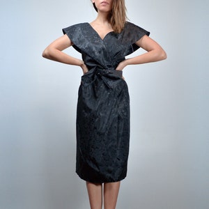 80s Prom Dress, Vintage 1980s Black Party Dress Womens - Extra Small XS image 3