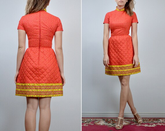 Vintage Folk Dress - XXS | 1970s Quilted Peasant … - image 4