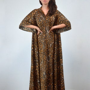 Vintage 70s Leopard Dress, Animal Print Trapeze Tent Dress with Pockets image 3