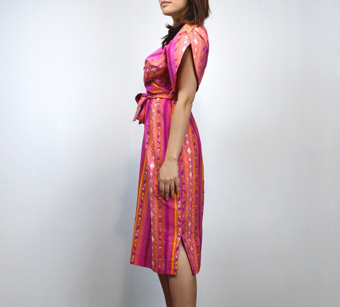 1960s Pink & Orange Hawaiian Dress Medium Etsy