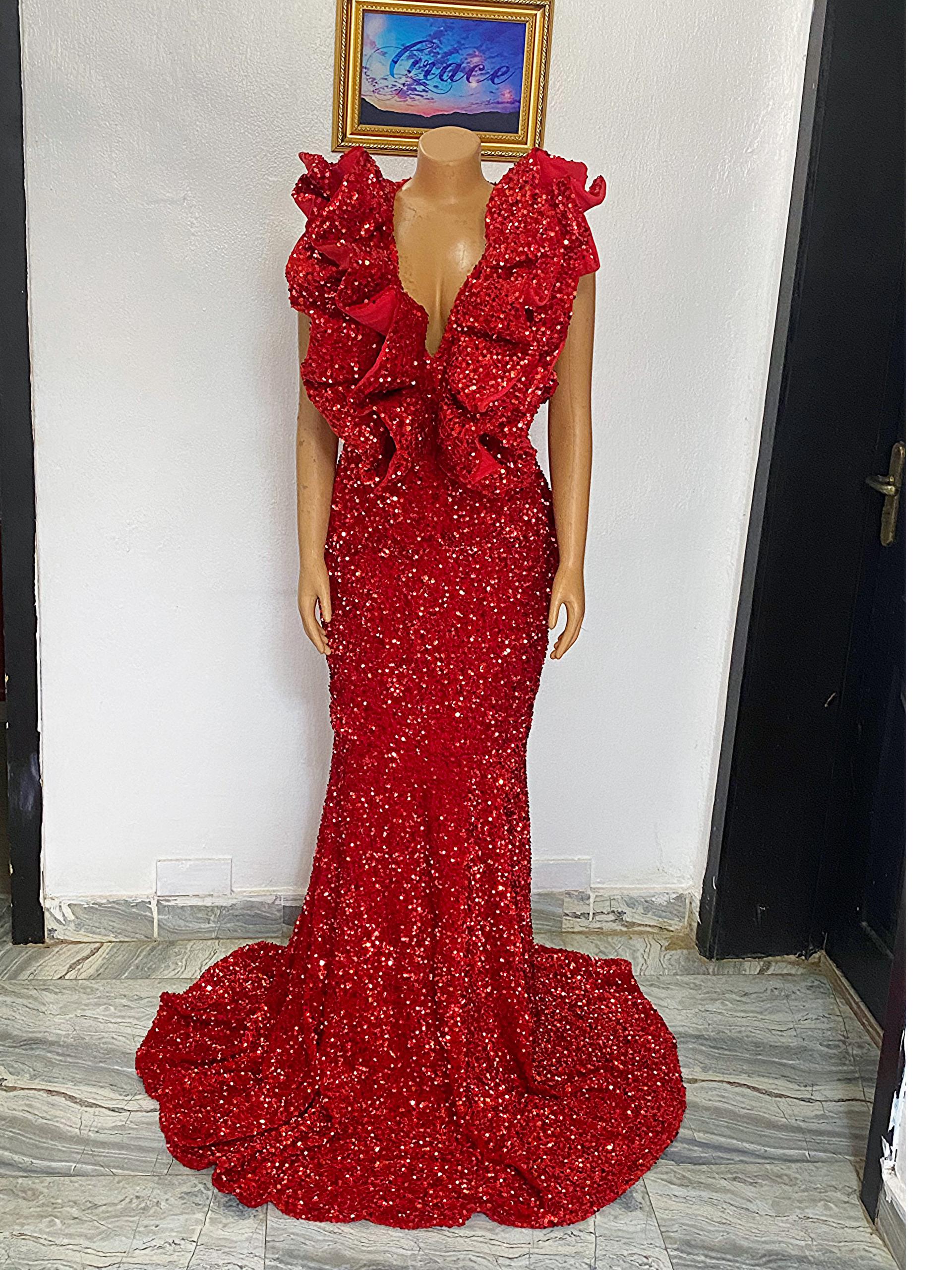 Red Gold Sequin Dress - Etsy