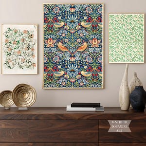 William Morris Floral Gallery Wall Set, Green Vintage Botanicals Prints, Aesthetic Cottagecore Home Decor, Nature Inspired Digital Posters