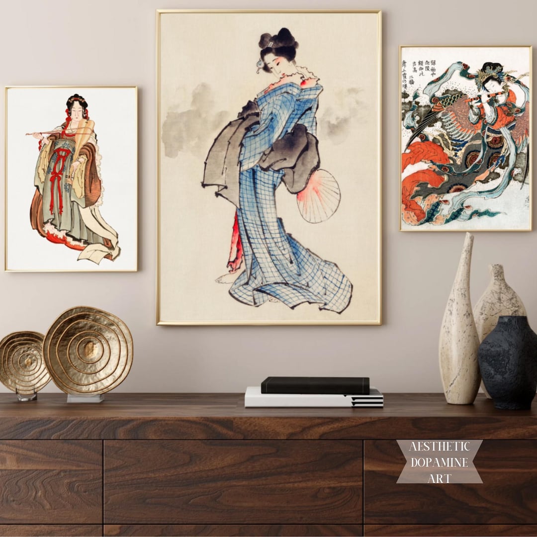 Japanese Woman Art Print Set: Vintage Oriental Gallery Wall (digital ...