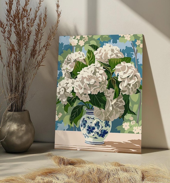 白い花瓶の花（アクリル画） 白い花瓶の花（アクリル画） 【公式通販】