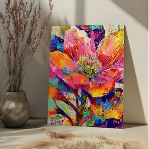 Abstract Botanical Paint By Number Kit Vibrant Floral DIY Paint by Numbers Flower Paint by Number Colorful Modern Wall Art，Mother‘s Day Gift