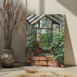Greenhouse Art Paint By Number Kit Garden Plants DIY Paint by Numbers For Adult,Green House Plant Paint by Number Botanical Floral Art